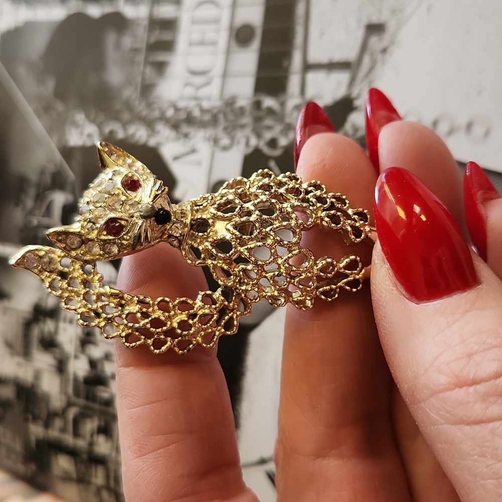 vintage cat brooch - Picture 7 of 9